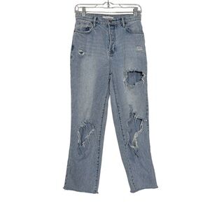PacSun High Rise Straight Leg Jeans Distressed Light Wash Size 26 Denim